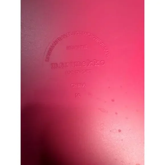 4 Marimekko Hot Pink/White Melamine Dinner Plates, Target Collaboration - Picture 2 of 3